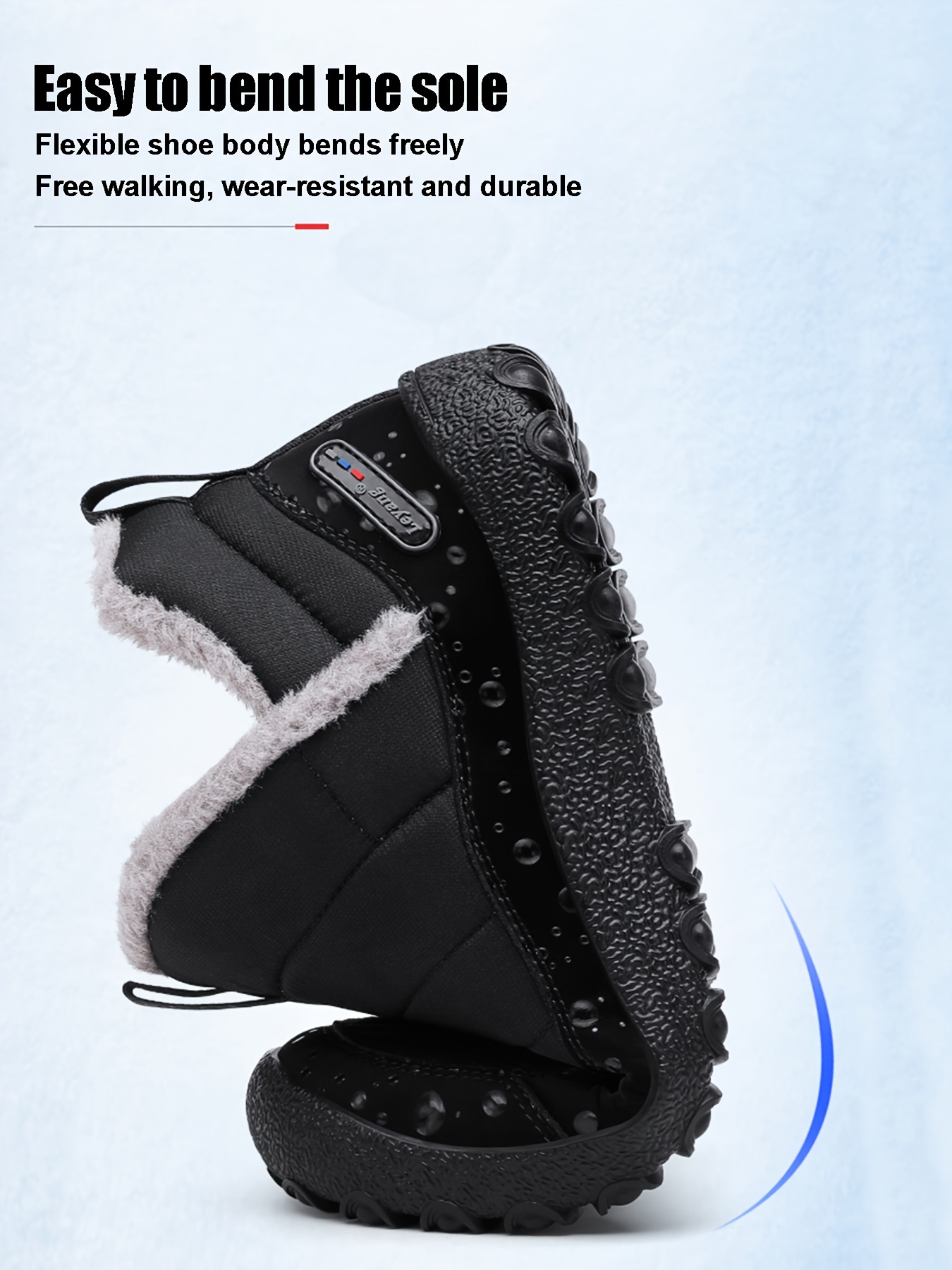 Mens Comfortable Warm Non Slip Snow Bootie With Plush Slip On Outdoor Ankle Boots For Winter Men s Shoes Temu details 3