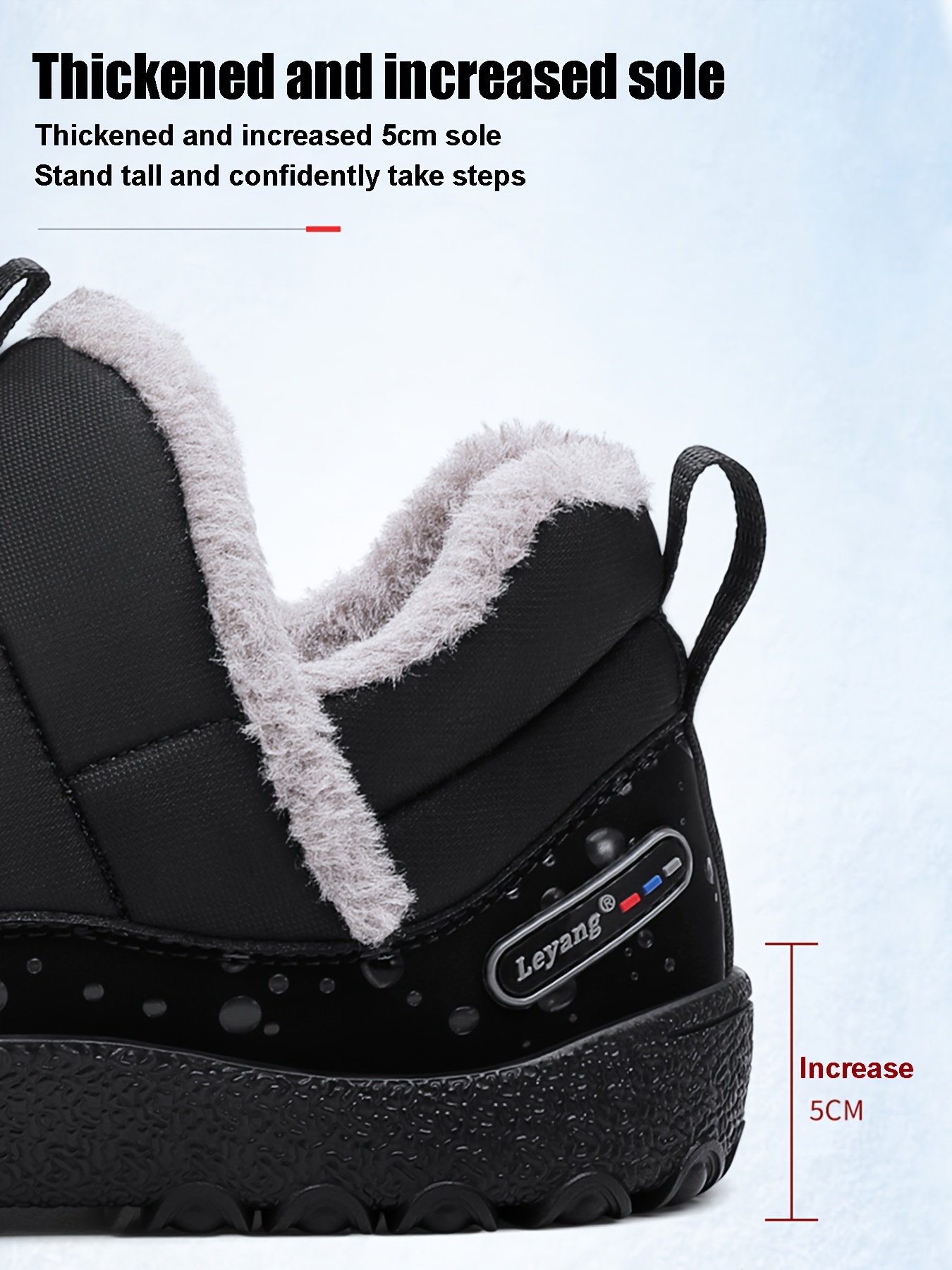 Mens Comfortable Warm Non Slip Snow Bootie With Plush Slip On Outdoor Ankle Boots For Winter Men s Shoes Temu details 5