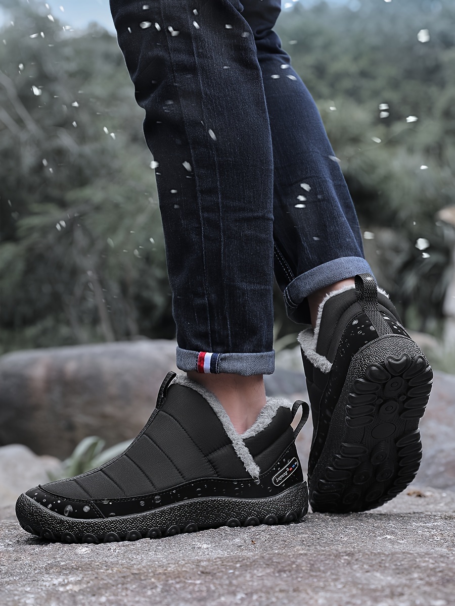 Mens Comfortable Warm Non Slip Snow Bootie With Plush Slip On Outdoor Ankle Boots For Winter Men s Shoes Temu details 7