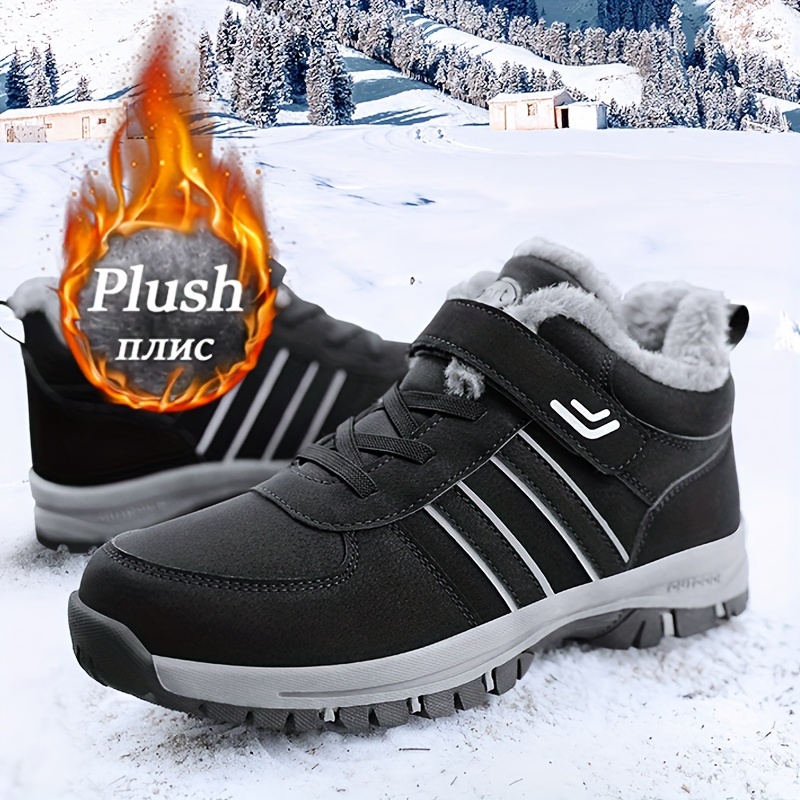 Mens Trendy Solid Snow Shoes With Warm Plush Lining Comfy Non Slip Casual Durable Shoes Winter Men s Shoes Temu details 0