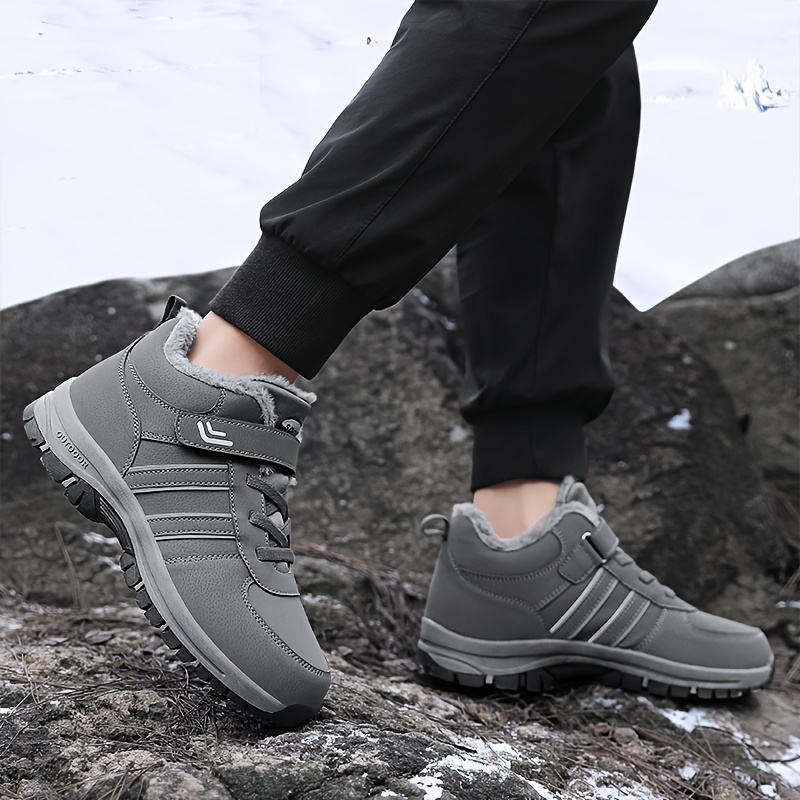 Mens Trendy Solid Snow Shoes With Warm Plush Lining Comfy Non Slip Casual Durable Shoes Winter Men s Shoes Temu details 1