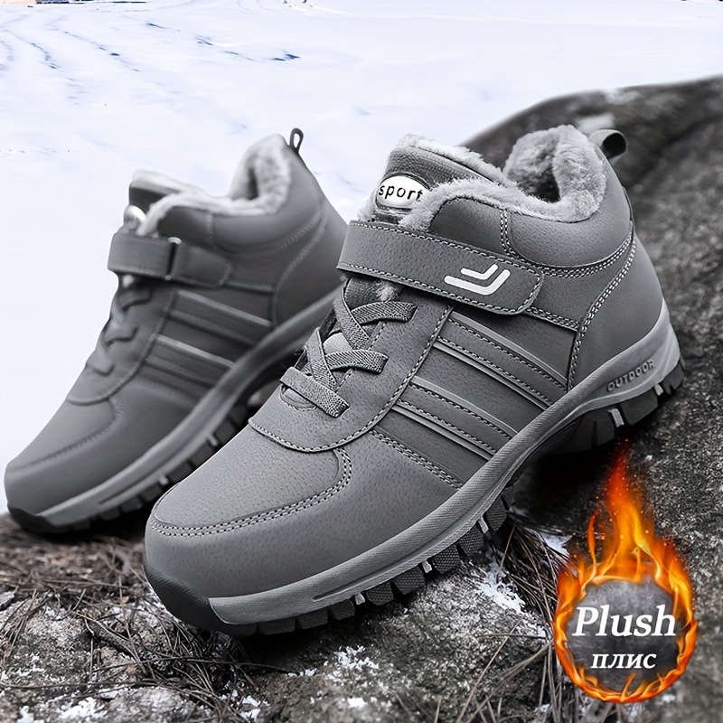 Mens Trendy Solid Snow Shoes With Warm Plush Lining Comfy Non Slip Casual Durable Shoes Winter Men s Shoes Temu details 3