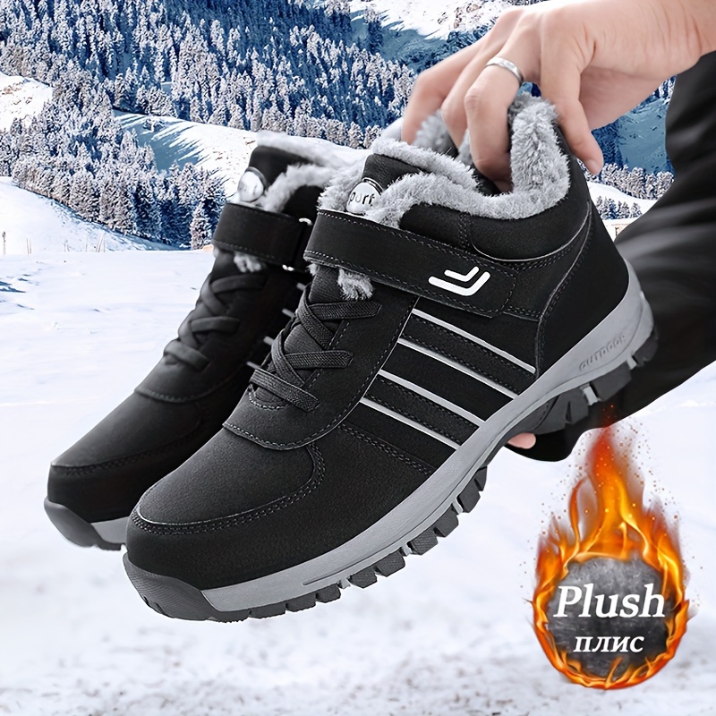 Mens Trendy Solid Snow Shoes With Warm Plush Lining Comfy Non Slip Casual Durable Shoes Winter Men s Shoes Temu details 5