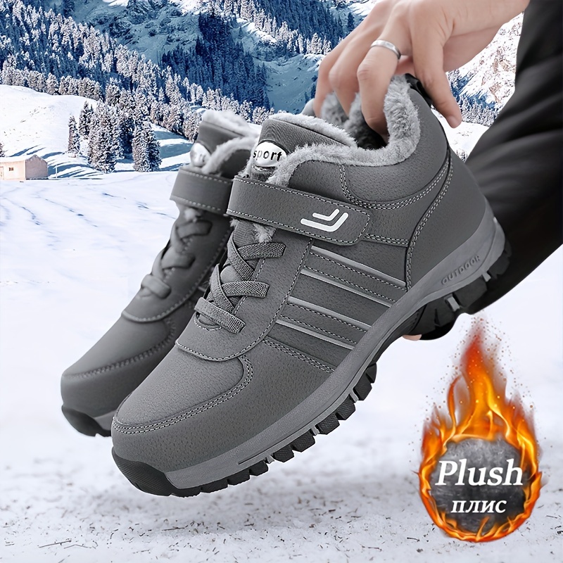 Mens Trendy Solid Snow Shoes With Warm Plush Lining Comfy Non Slip Casual Durable Shoes Winter Men s Shoes Temu details 6