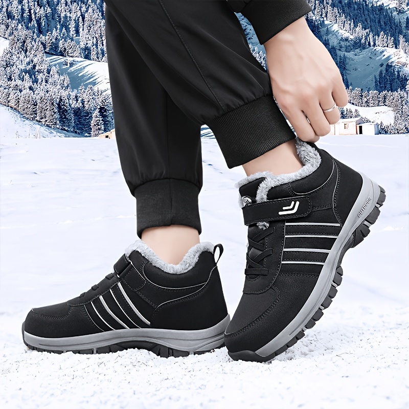 Mens Trendy Solid Snow Shoes With Warm Plush Lining Comfy Non Slip Casual Durable Shoes Winter Men s Shoes Temu details 7