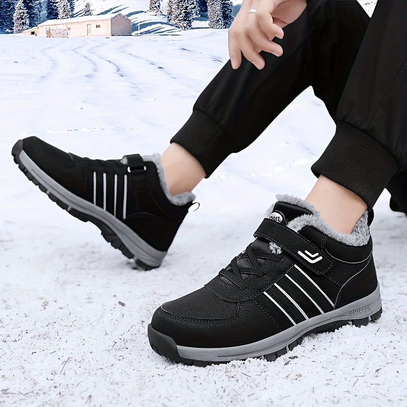 Mens Trendy Solid Snow Shoes With Warm Plush Lining Comfy Non Slip Casual Durable Shoes Winter Men s Shoes Temu details 8