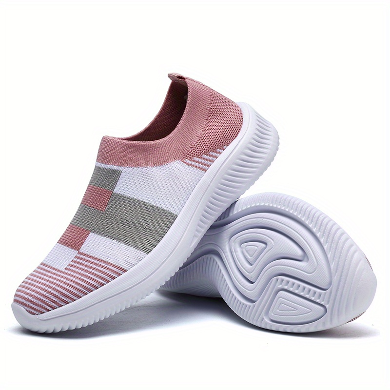 walking shoes women s color block stitching breathable knit details 0