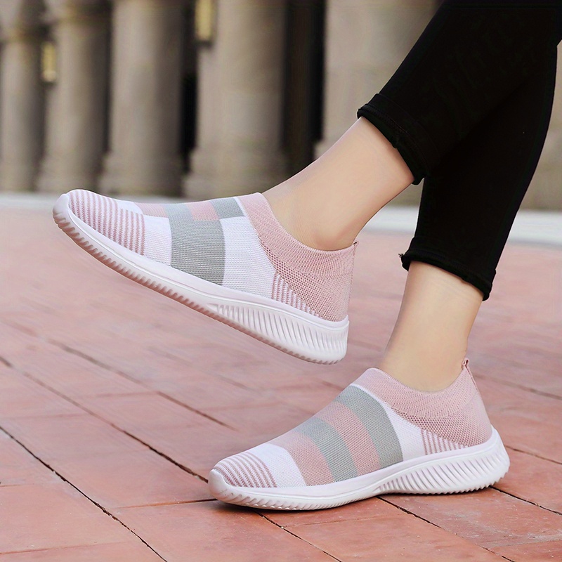 walking shoes women s color block stitching breathable knit details 2