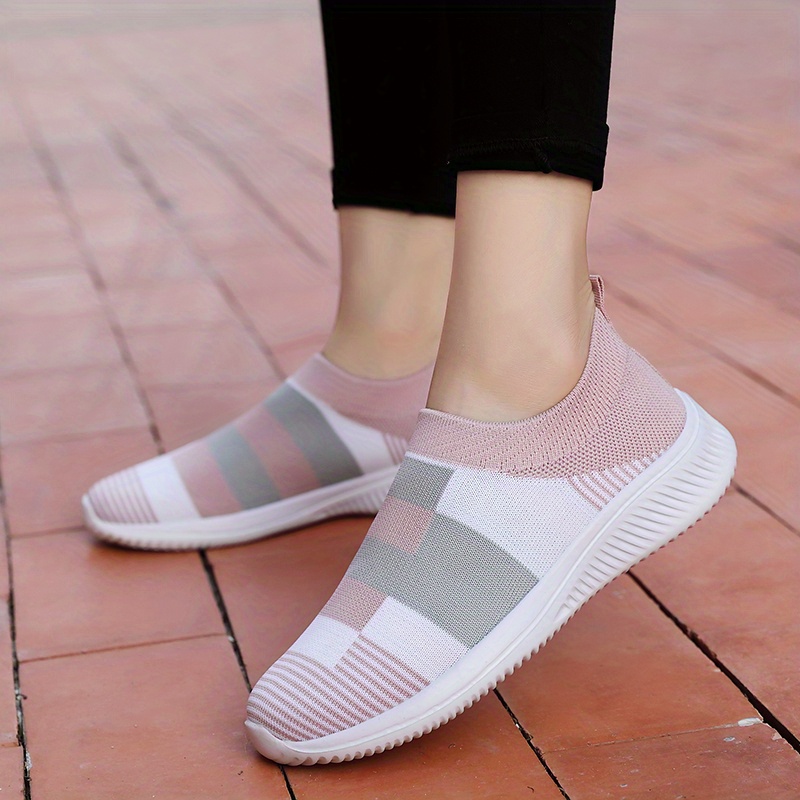 walking shoes women s color block stitching breathable knit details 5