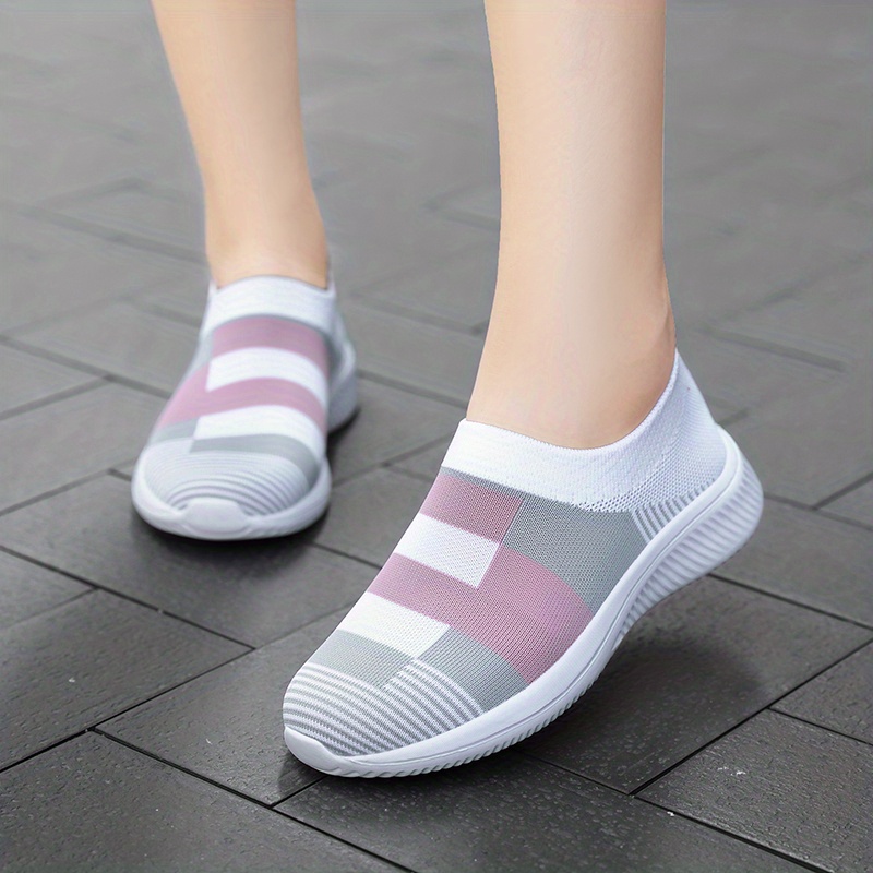 walking shoes women s color block stitching breathable knit details 7