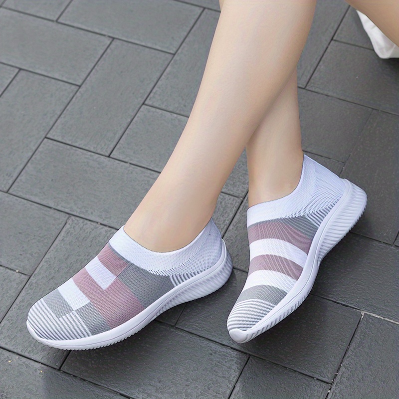 walking shoes women s color block stitching breathable knit details 10