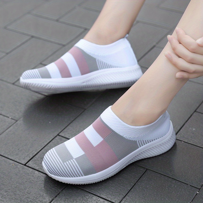 walking shoes women s color block stitching breathable knit details 11