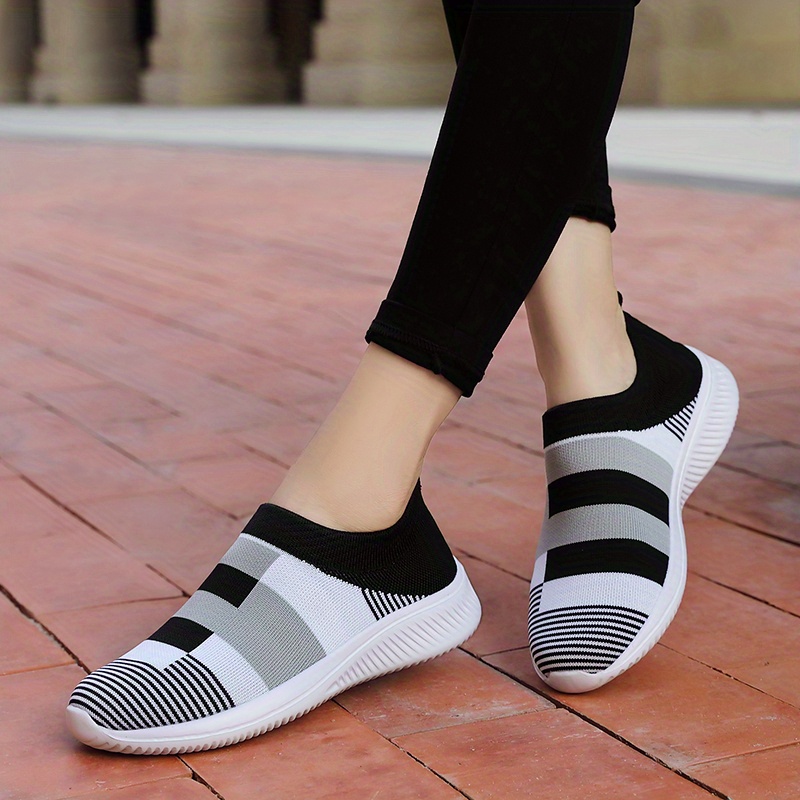 walking shoes women s color block stitching breathable knit details 13