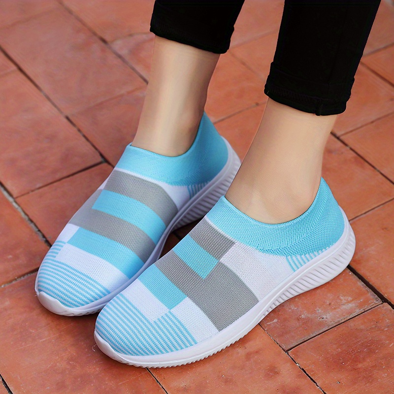 walking shoes women s color block stitching breathable knit details 22