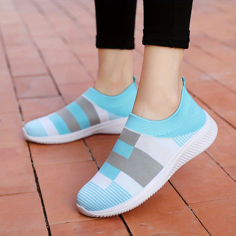 walking shoes women s color block stitching breathable knit details 23