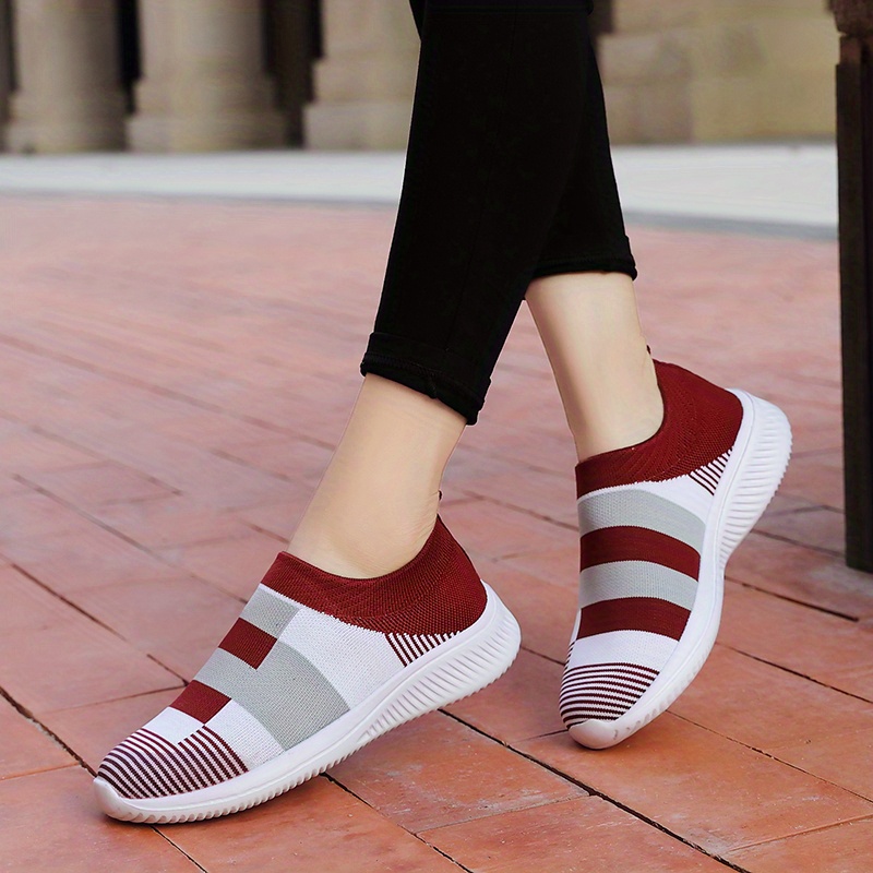 walking shoes women s color block stitching breathable knit details 26