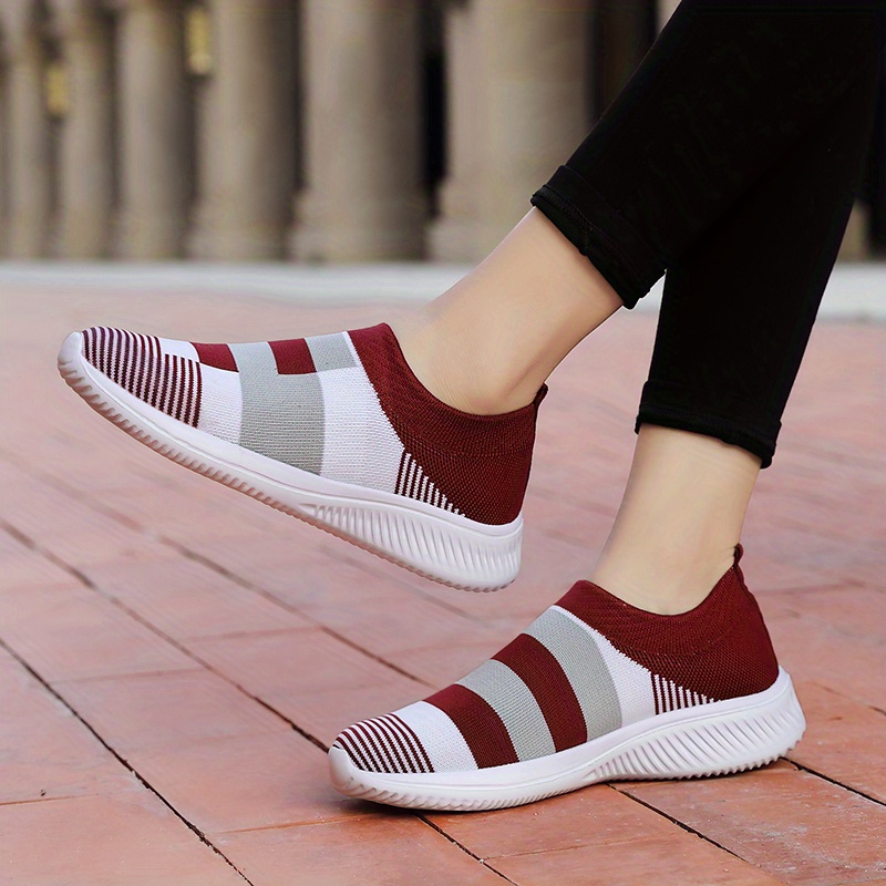 walking shoes women s color block stitching breathable knit details 27