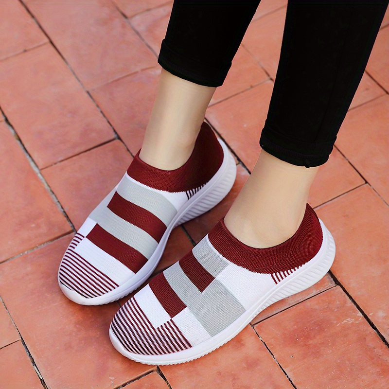 walking shoes women s color block stitching breathable knit details 28