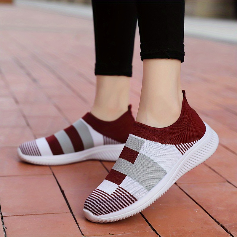 walking shoes women s color block stitching breathable knit details 29