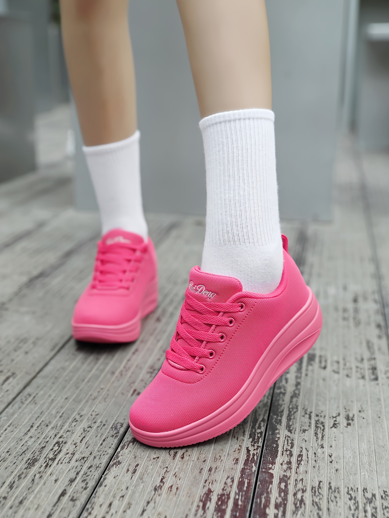 solid color chunky sneakers women s trendy comfortable details 4