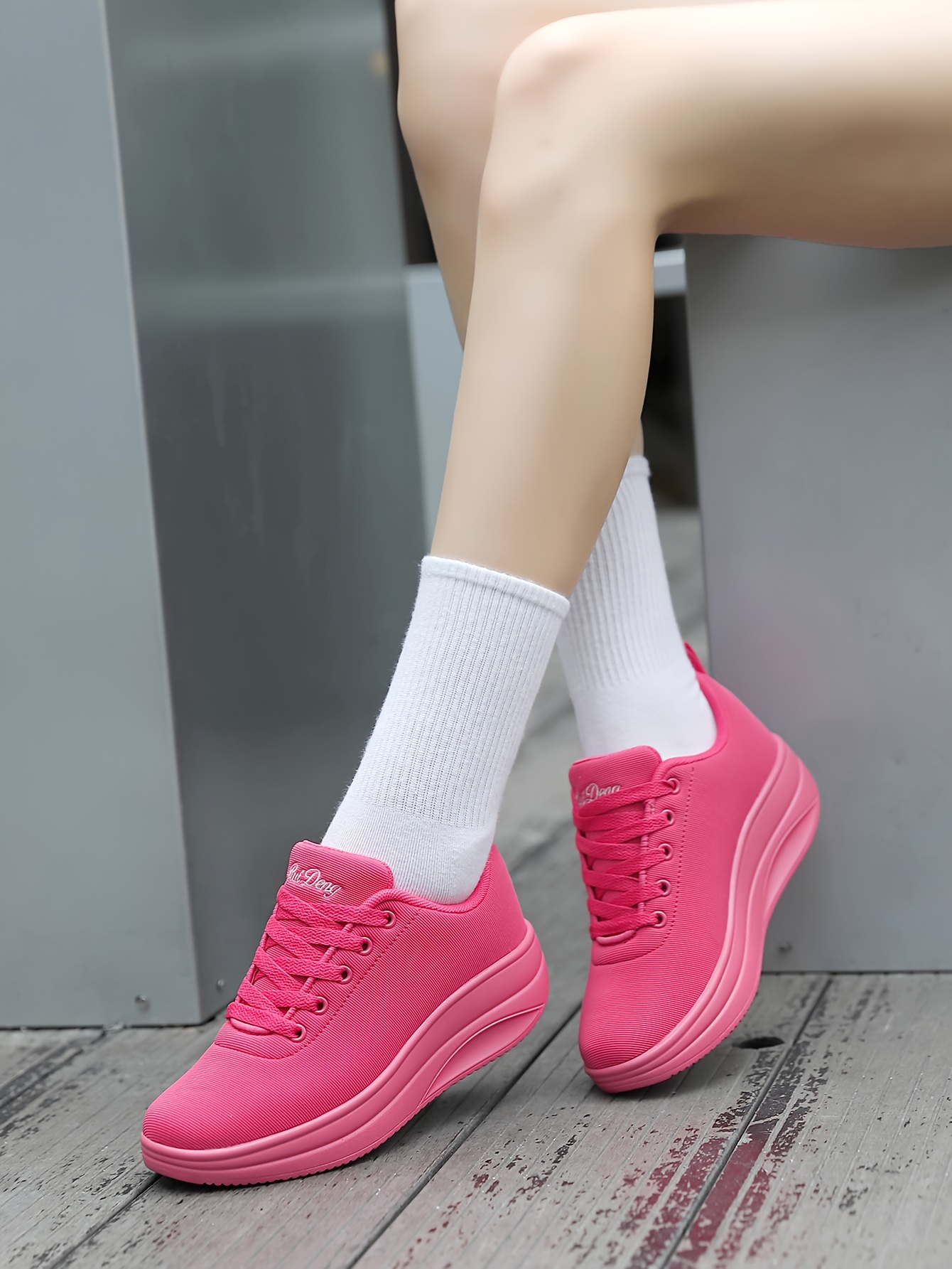 solid color chunky sneakers women s trendy comfortable details 6