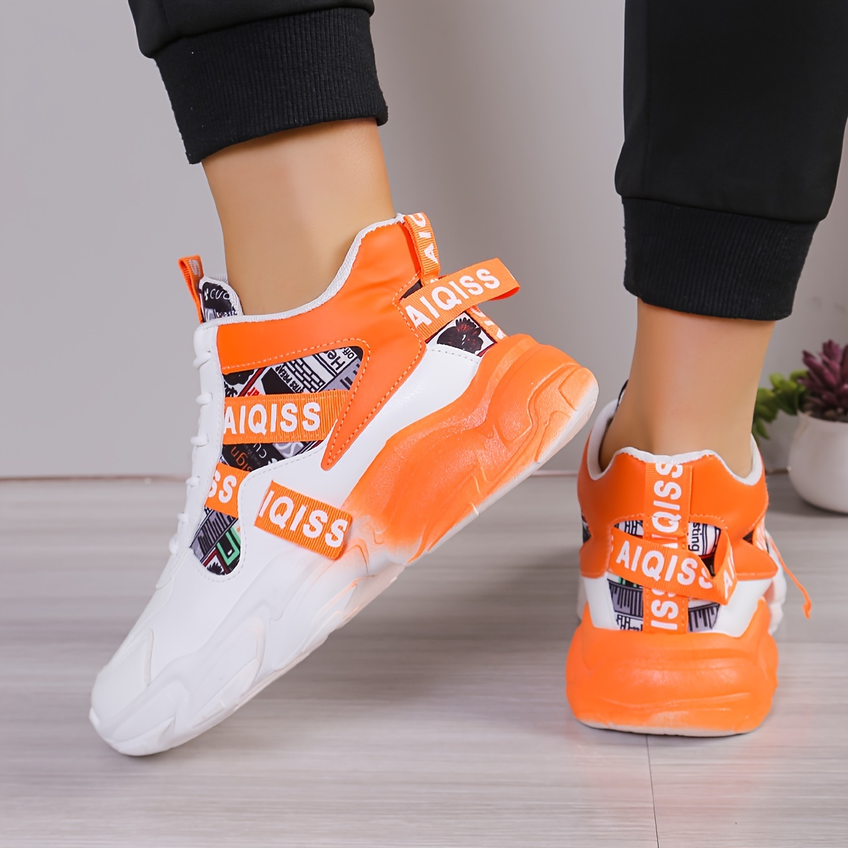 womens colorblock lace up shoes round toe casual shoes letter print sneakers sports & outdoors temu details 3