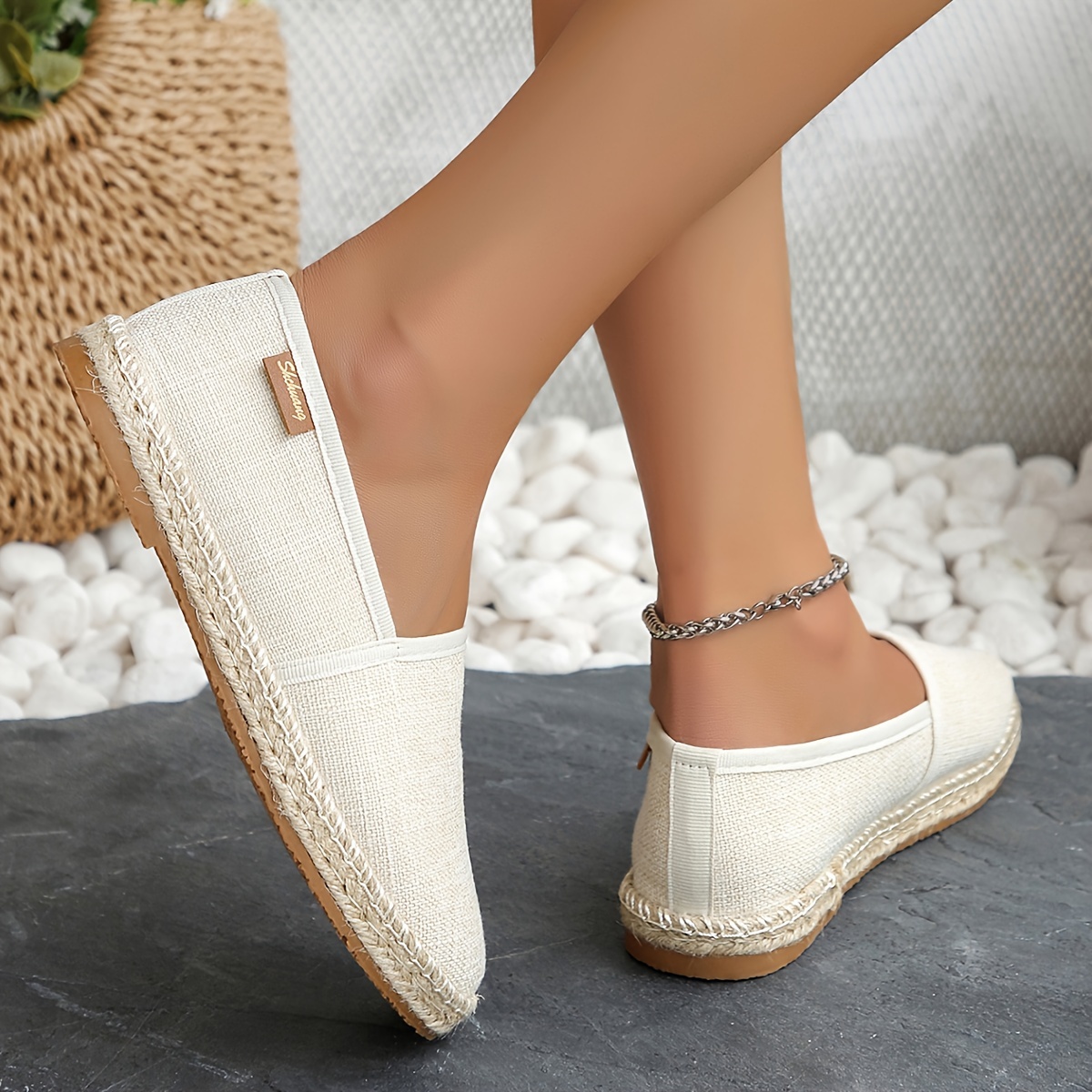 Women s Casual Slip Flats Fashion Canvas Espadrilles Round details 1