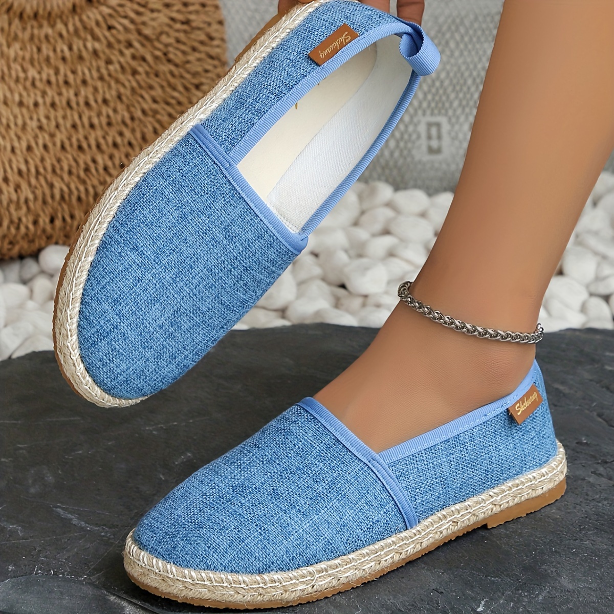 Women s Casual Slip Flats Fashion Canvas Espadrilles Round details 7