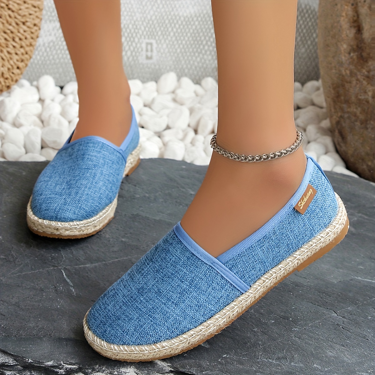 Women s Casual Slip Flats Fashion Canvas Espadrilles Round details 8