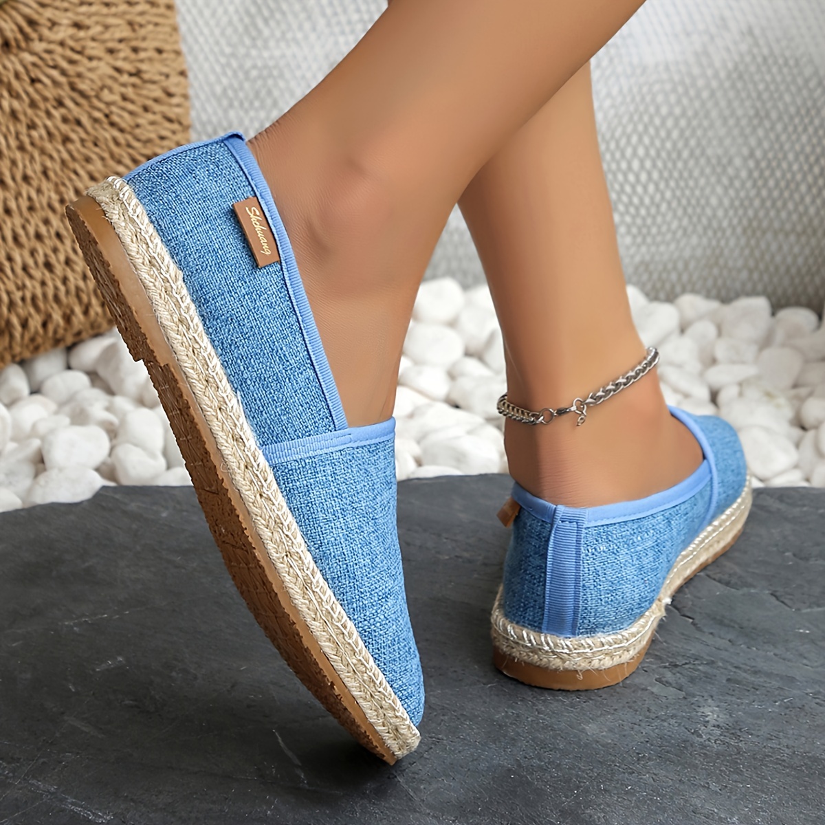 Women s Casual Slip Flats Fashion Canvas Espadrilles Round details 9