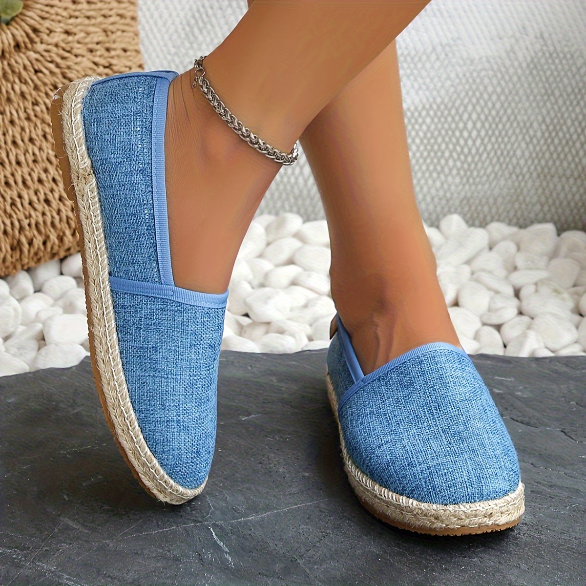 Women s Casual Slip Flats Fashion Canvas Espadrilles Round details 10